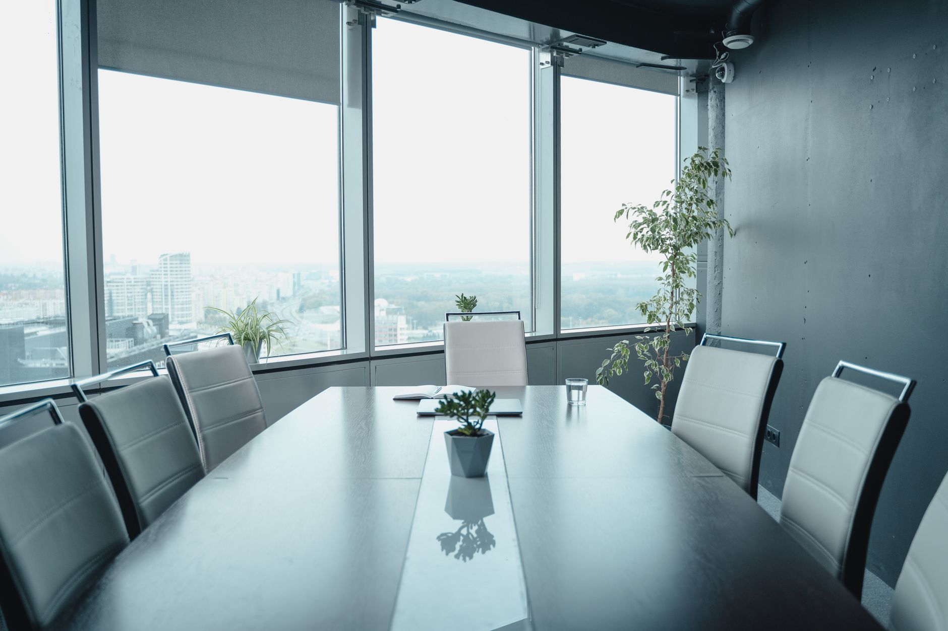 Corporate skyscrapers and executive environments represent leadership progression